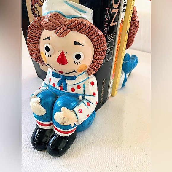 Vintage Raggedy Ann and Andy Chalk-ware Bookends Collectible - Picture 3 of 16